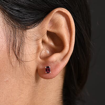 D'Joy Orissa Rhodolite Garnet 1.10 ctw Stud Earrings in Platinum Over Sterling Silver