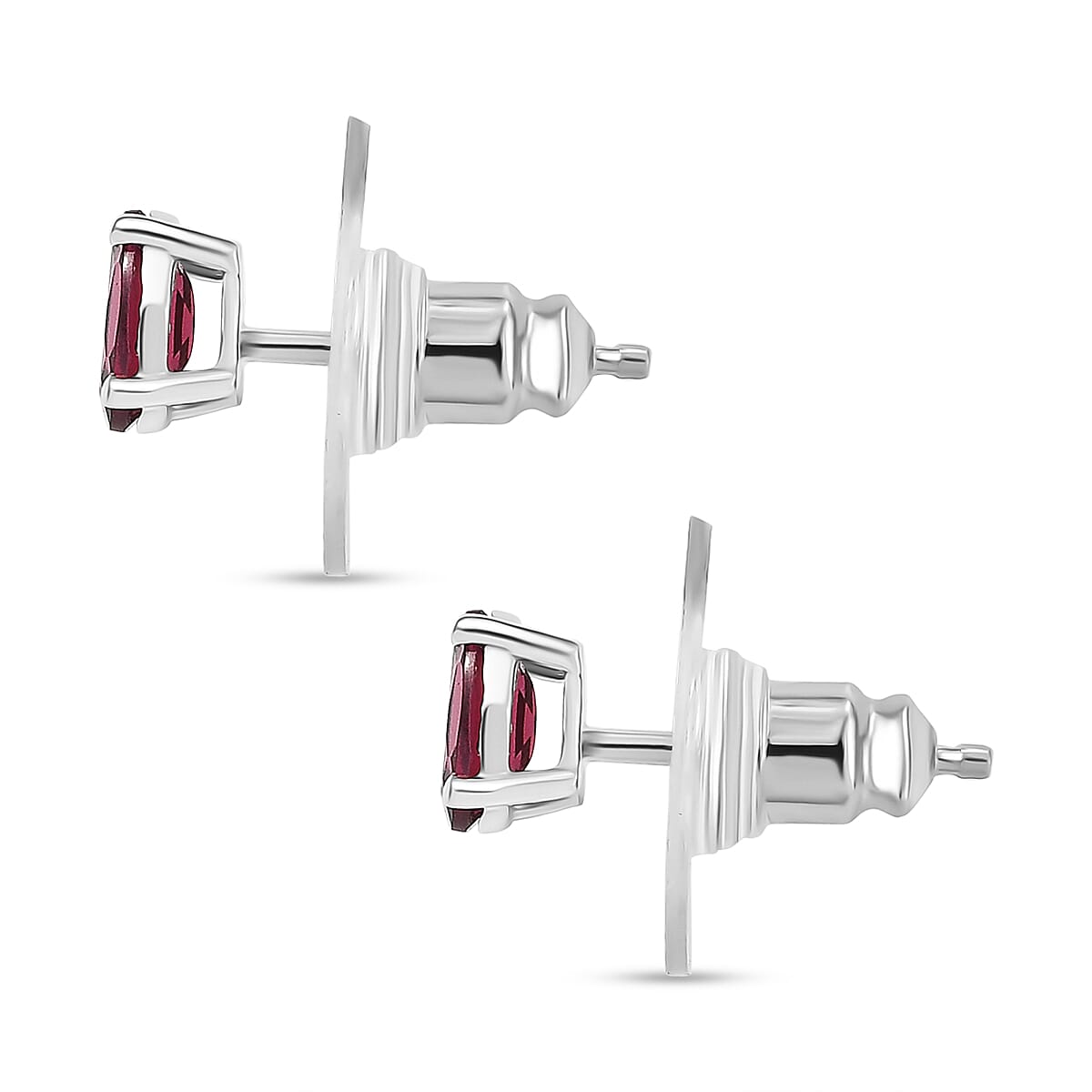 D'Joy Orissa Rhodolite Garnet 1.10 ctw Stud Earrings in Platinum Over Sterling Silver image number 3