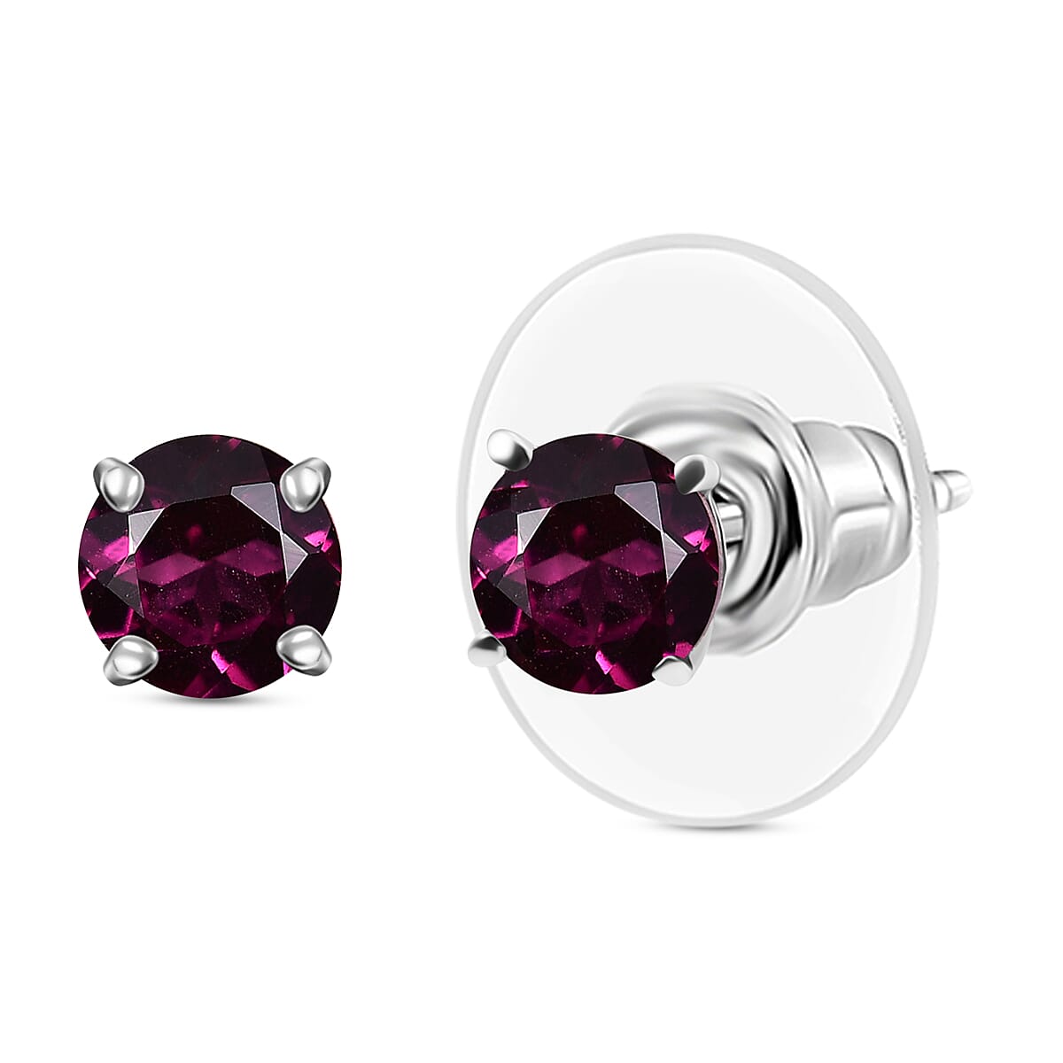 D'Joy Orissa Rhodolite Garnet 1.25 ctw Stud Earrings in Platinum Over Sterling Silver image number 0