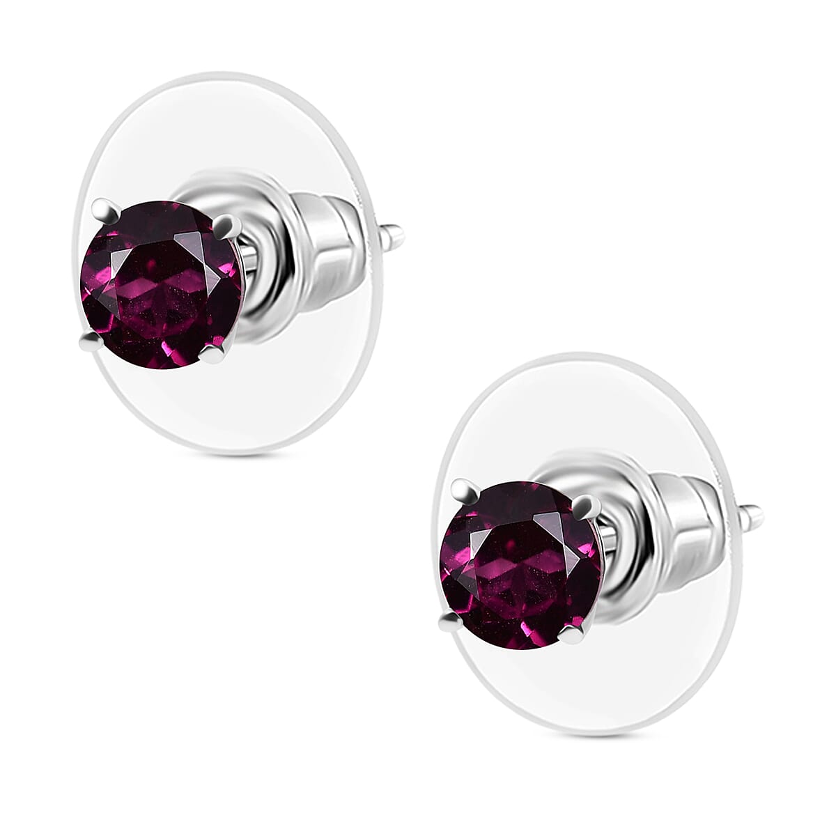 D'Joy Orissa Rhodolite Garnet 1.25 ctw Stud Earrings in Platinum Over Sterling Silver image number 3