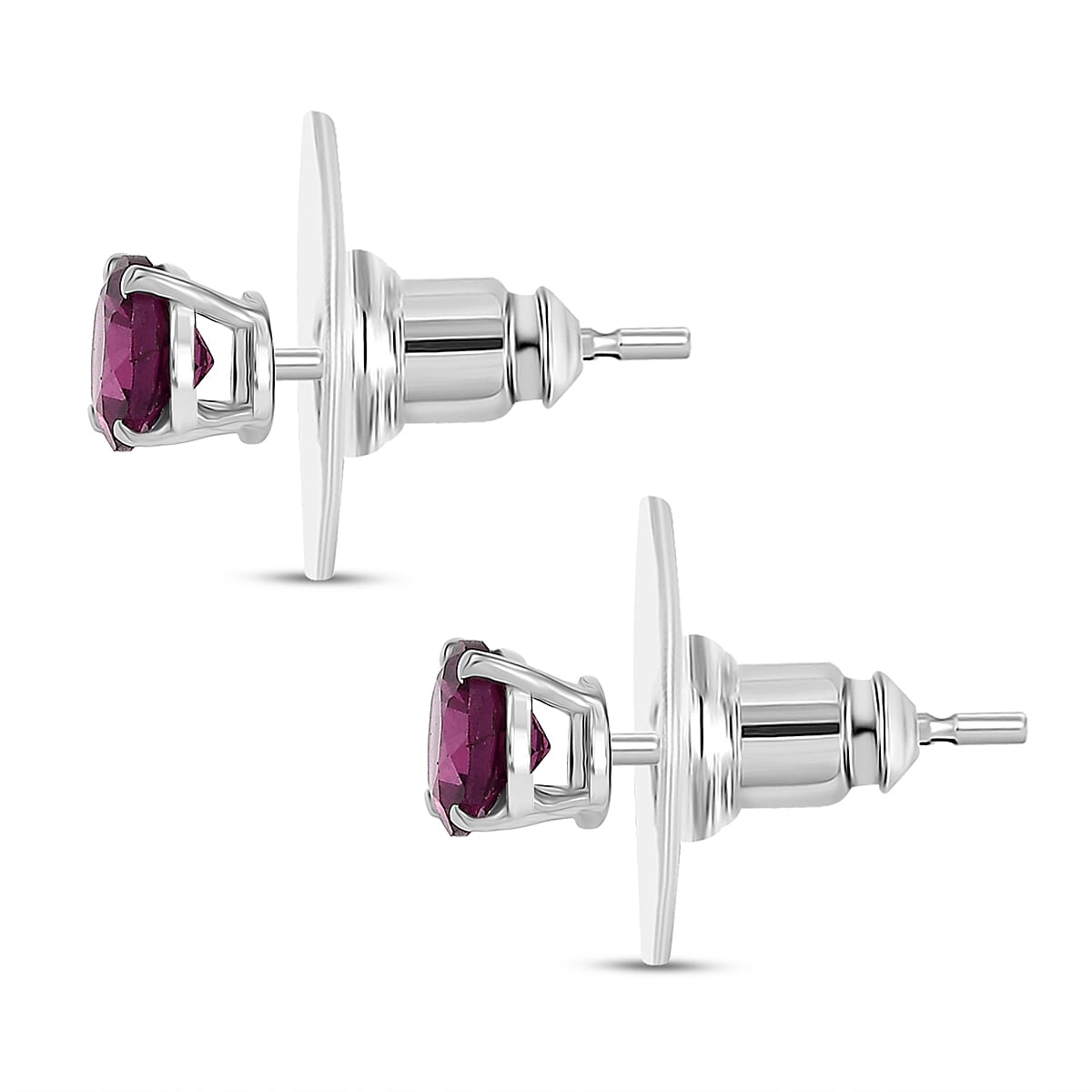 D'Joy Orissa Rhodolite Garnet 1.25 ctw Stud Earrings in Platinum Over Sterling Silver image number 4