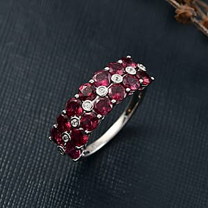 EverTrue Orissa Rhodolite Garnet and White Zircon 4.65 ctw Blooming Vine Ring in Platinum Bond (Size 5.0)