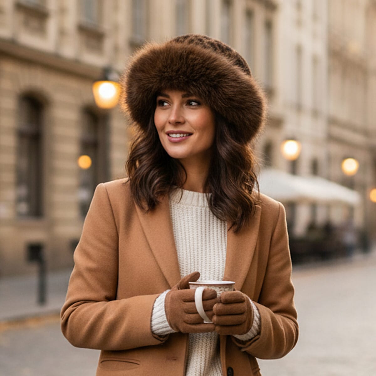 Tamsy Set of 2 Brown Faux Fur Round Hat  image number 2
