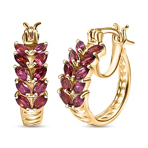 EverTrue Orissa Rhodolite Garnet 2.10 ctw Earrings in 18K YG Plated