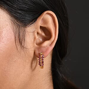 EverTrue Orissa Rhodolite Garnet 2.10 ctw Leaf Earrings in 18K YG Plated