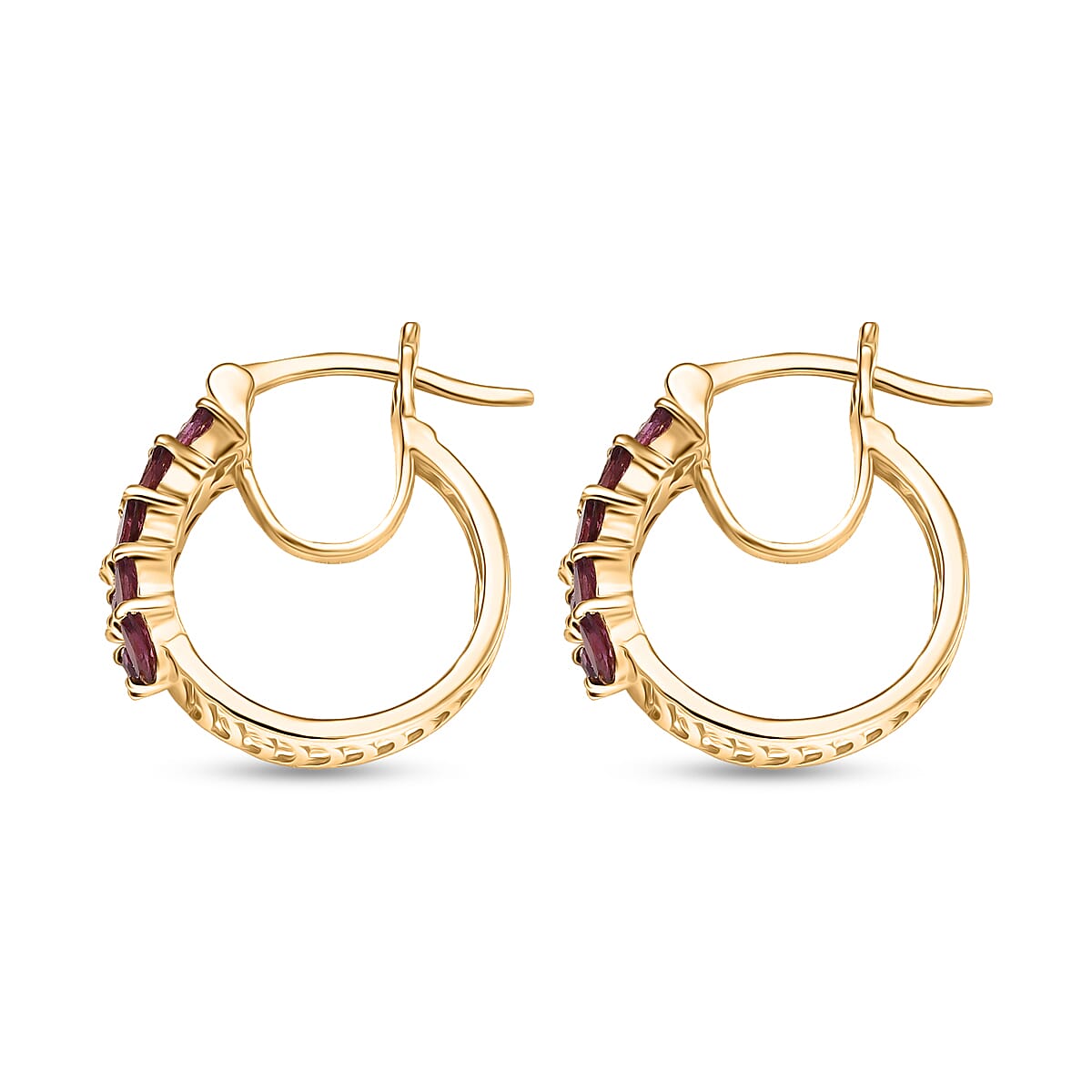 EverTrue Orissa Rhodolite Garnet 2.10 ctw Earrings in 18K YG Plated image number 3