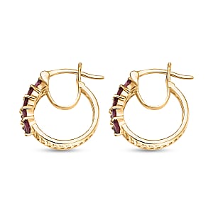 EverTrue Orissa Rhodolite Garnet 2.10 ctw Leaf Earrings in 18K YG Plated