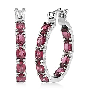 EverTrue Orissa Rhodolite Garnet 10.80 ctw Hoop Earrings in Stainless Steel
