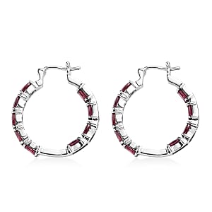 EverTrue Orissa Rhodolite Garnet 10.80 ctw Hoop Earrings in Stainless Steel