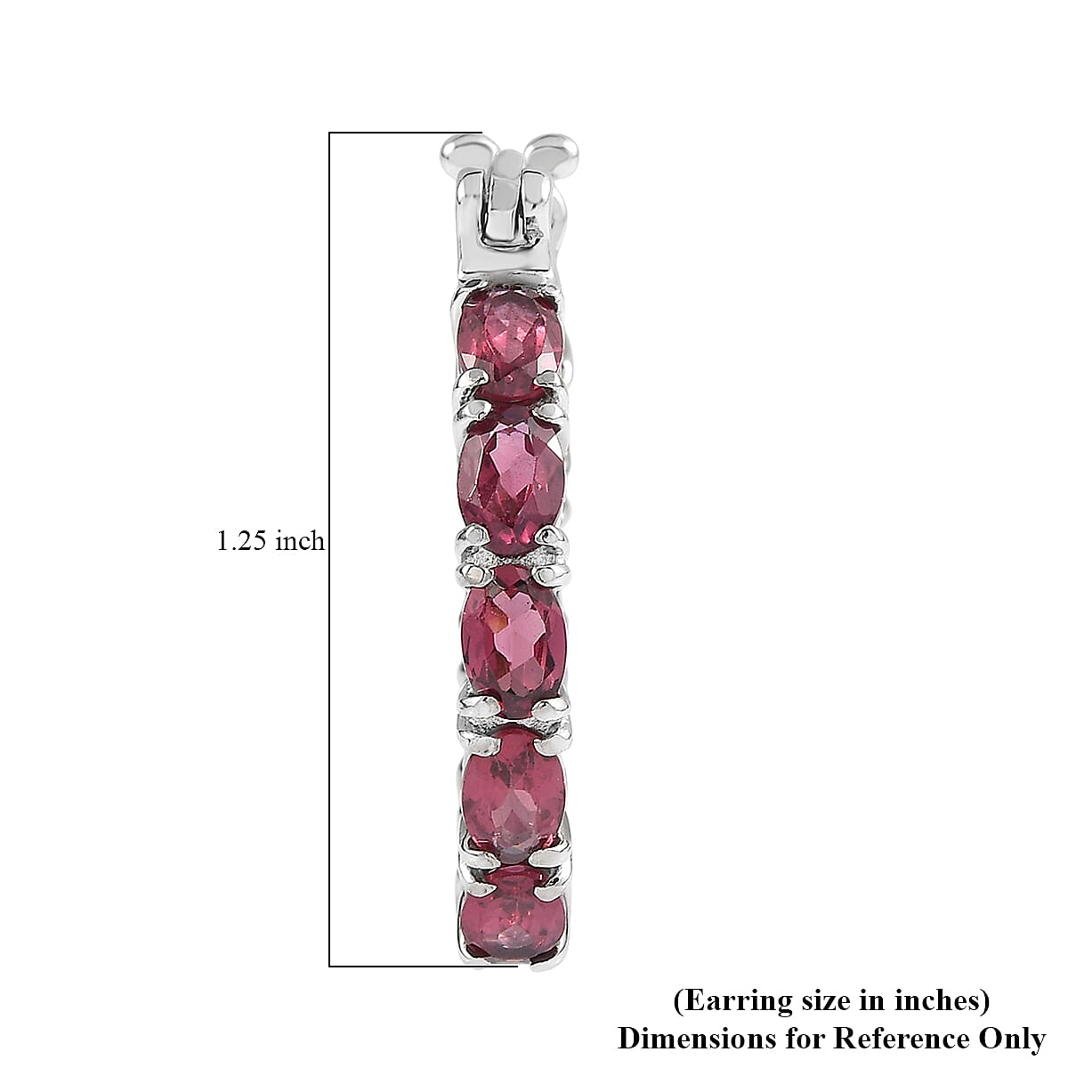 EverTrue Orissa Rhodolite Garnet 10.80 ctw Hoop Earrings in Stainless Steel image number 4