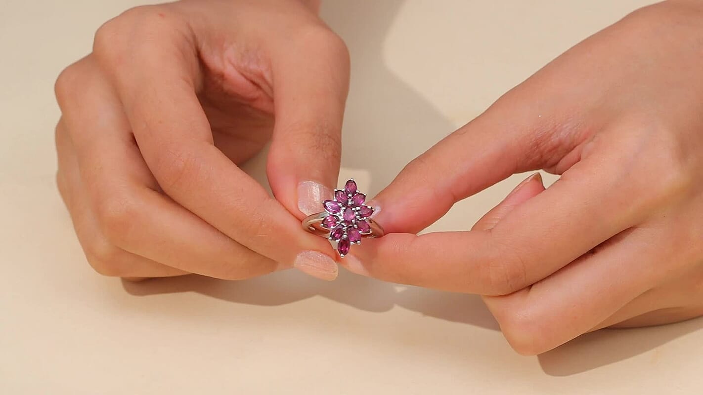 EverTrue Orissa Rhodolite Garnet Ring in Platinum Bond (Size 10.0) 3.35 ctw