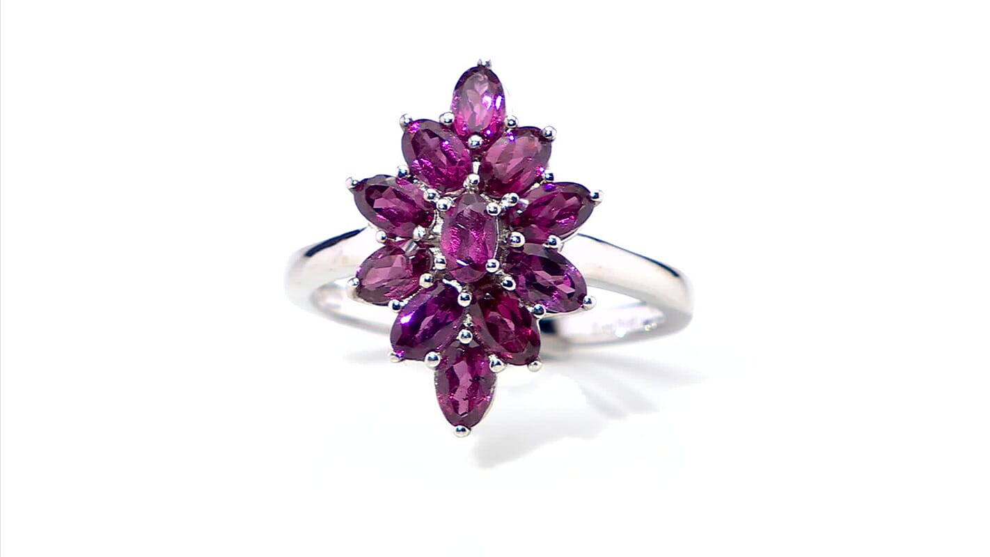EverTrue Orissa Rhodolite Garnet Ring in Platinum Bond (Size 10.0) 3.35 ctw