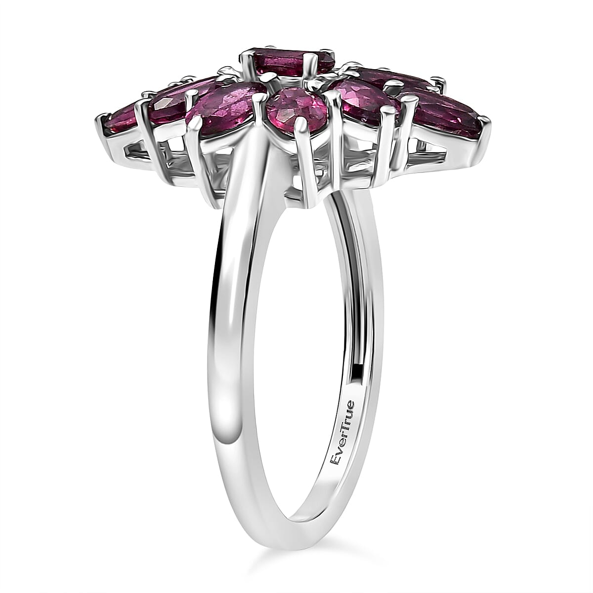 EverTrue Orissa Rhodolite Garnet 3.35 ctw Floral Spark Elegance Ring in Platinum Bond (Size 6.0)  image number 3