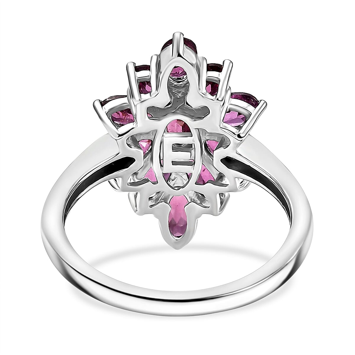 EverTrue Orissa Rhodolite Garnet 3.35 ctw Floral Spark Elegance Ring in Platinum Bond (Size 6.0)  image number 4