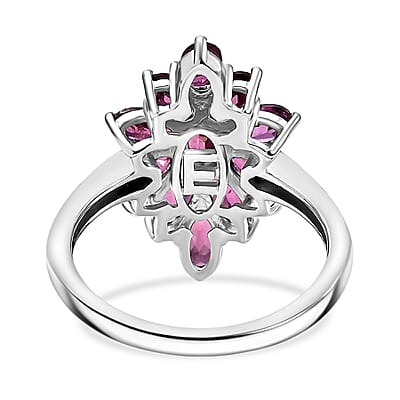 EverTrue Orissa Rhodolite Garnet 3.35 ctw Floral Spark Elegance Ring in Platinum Bond (Size 8.0)