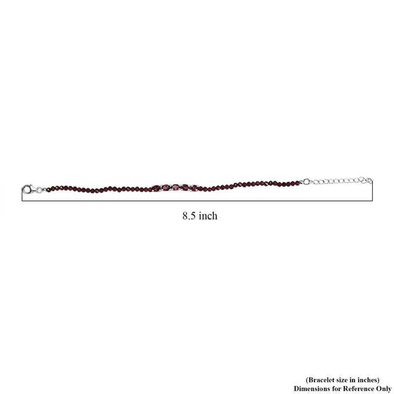 D'Joy Orissa Rhodolite Garnet 18.50 ctw Beaded Bracelet in Sterling Silver (7.25 In)