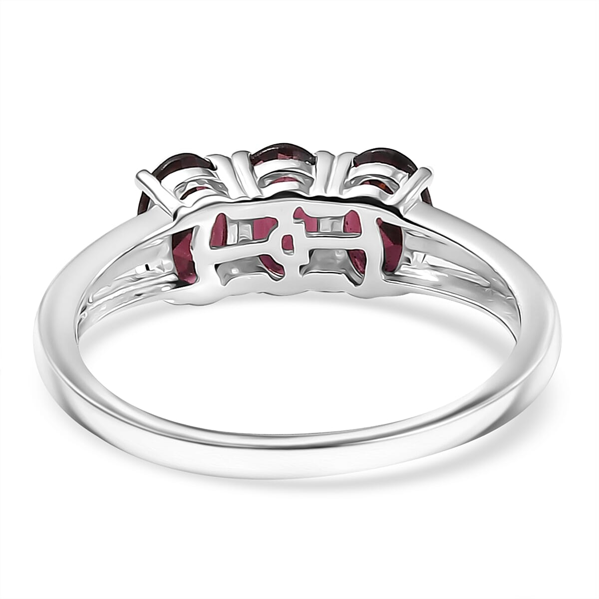 D'Joy Orissa Rhodolite Garnet 1.50 ctw 3 Stone Ring in Sterling Silver (Size 5.0) image number 4