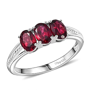 D'Joy Orissa Rhodolite Garnet 1.50 ctw 3 Stone Ring in Sterling Silver (Size 7.0)