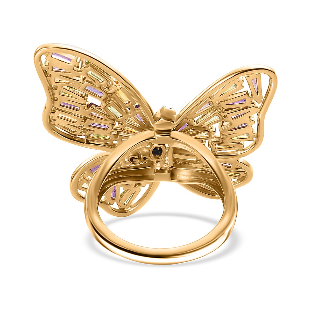 GP Trionfo Collection Multi Gemstone 4.15 ctw Butterfly Ring in 18K Vermeil Yellow Gold Over Sterling Silver (Size 5.0) image number 5