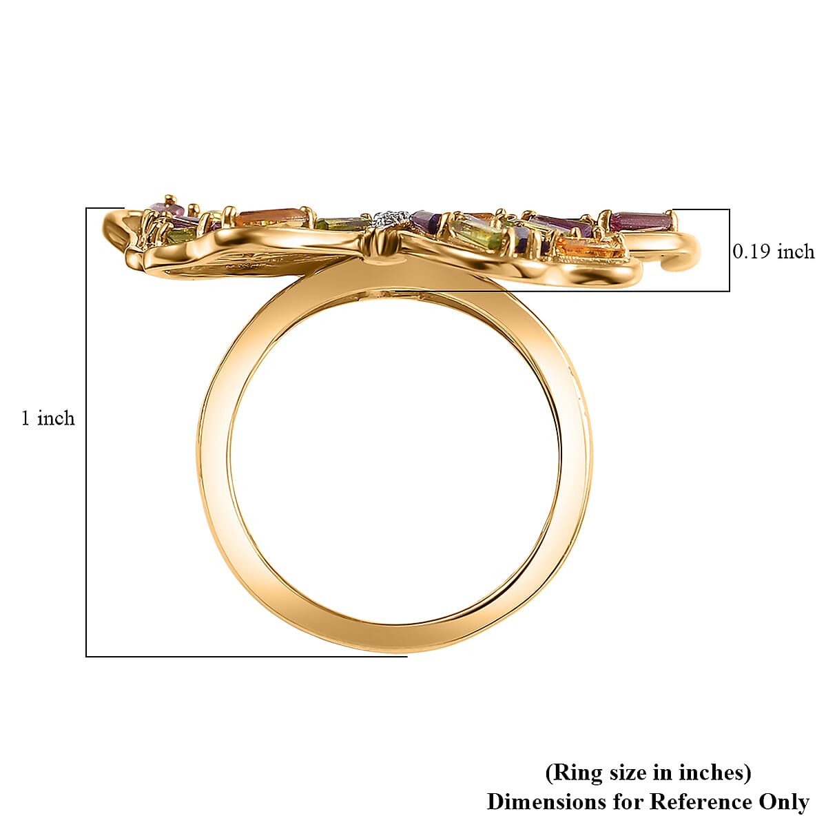 GP Trionfo Collection Multi Gemstone 4.15 ctw Butterfly Ring in 18K Vermeil Yellow Gold Over Sterling Silver (Size 9.0) image number 6