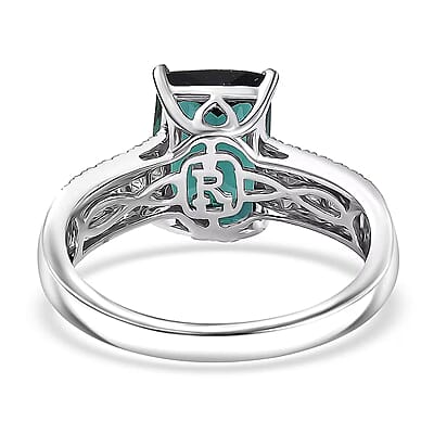 Certified & Appraised Rhapsody AAAA Monte Belo Indicolite and E-F VS Diamond 4.02 ctw Ring in 950 Platinum (Size 6.0) 6.30 Grams