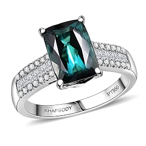 Certified & Appraised Rhapsody AAAA Monte Belo Indicolite and E-F VS Diamond 4.02 ctw Ring in 950 Platinum (Size 6.5) 6.30 Grams