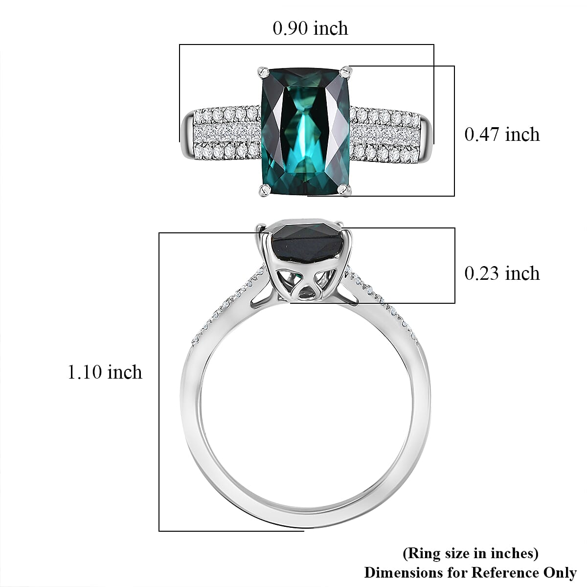 Certified & Appraised Rhapsody AAAA Monte Belo Indicolite and E-F VS Diamond 4.02 ctw Ring in 950 Platinum (Size 8.0) 6.30 Grams image number 5