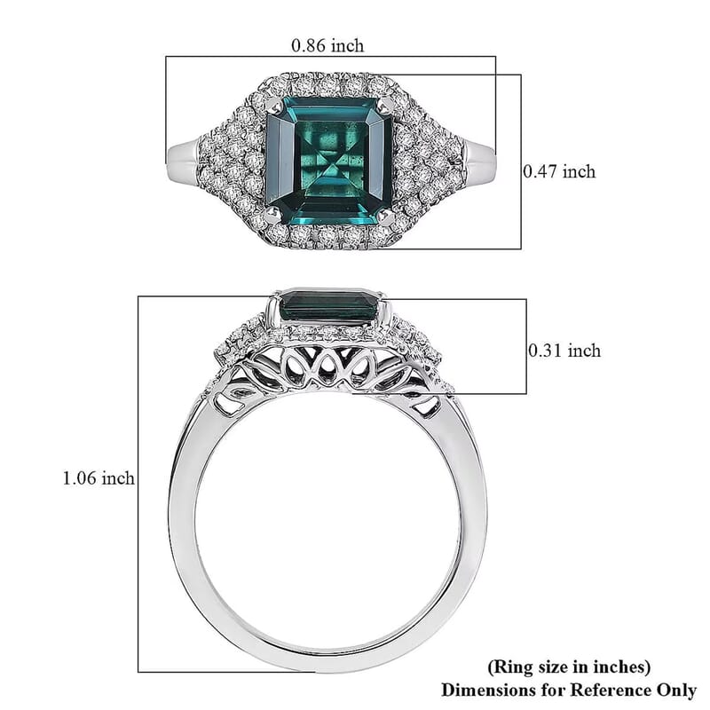 Certified & Appraised Rhapsody AAAA Monte Belo Indicolite, Paraiba Tourmaline and E-F VS Diamond 2.76 ctw Ring in 950 Platinum (Size 6.0) 6.75 Grams