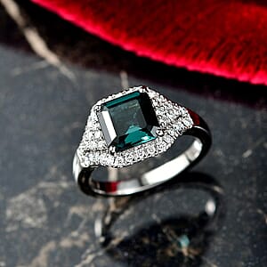 Certified & Appraised Rhapsody AAAA Monte Belo Indicolite and E-F VS Diamond 2.76 ctw Ring in 950 Platinum (Size 7.0) 6.75 Grams