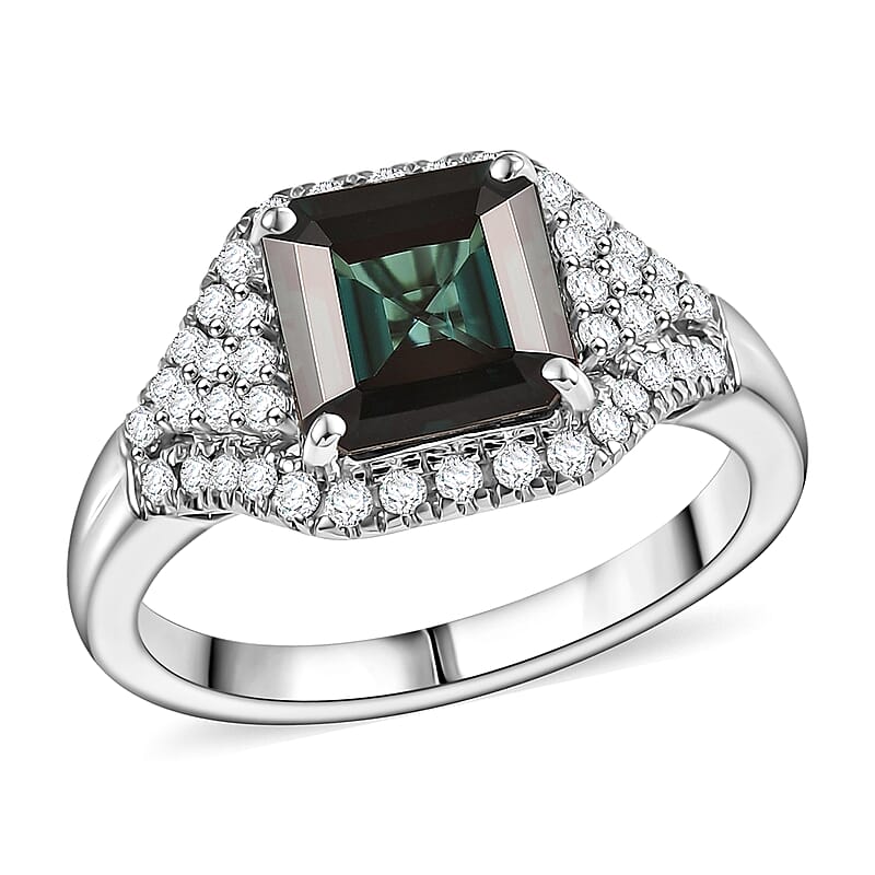 Certified & Appraised Rhapsody AAAA Monte Belo Indicolite and E-F VS Diamond 2.76 ctw Ring in 950 Platinum (Size 8.0) 6.75 Grams