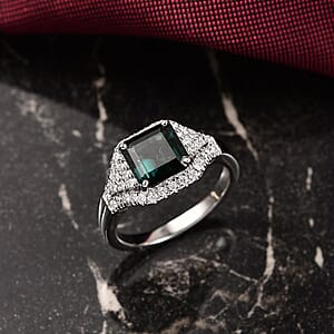 Certified & Appraised Rhapsody AAAA Monte Belo Indicolite and E-F VS Diamond 2.76 ctw Ring in 950 Platinum (Size 8.0) 6.75 Grams