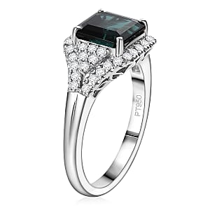 Certified & Appraised Rhapsody AAAA Monte Belo Indicolite and E-F VS Diamond 2.76 ctw Ring in 950 Platinum (Size 8.0) 6.75 Grams