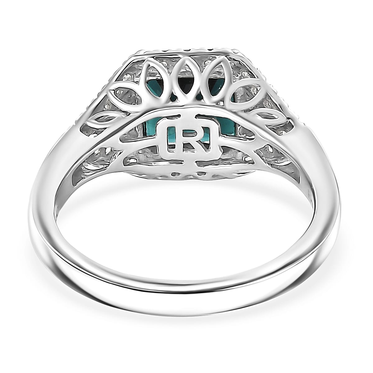 Certified & Appraised Rhapsody AAAA Monte Belo Indicolite and E-F VS Diamond 2.76 ctw Ring in 950 Platinum (Size 8.0) 6.75 Grams image number 4