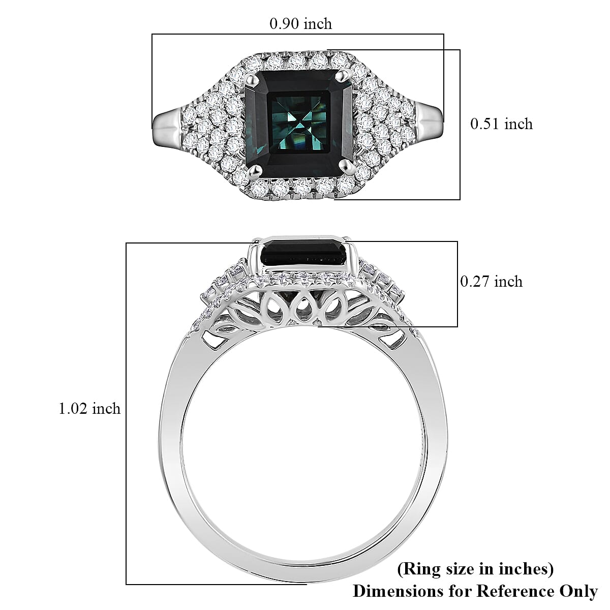 Certified & Appraised Rhapsody AAAA Monte Belo Indicolite and E-F VS Diamond 2.76 ctw Ring in 950 Platinum (Size 8.0) 6.75 Grams image number 5