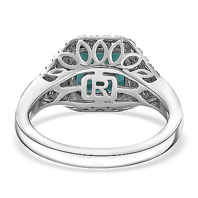 Certified & Appraised Rhapsody AAAA Monte Belo Indicolite and E-F VS Diamond 2.76 ctw Ring in 950 Platinum (Size 8.0) 6.75 Grams