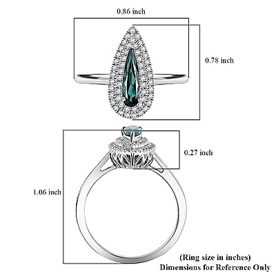 Certified & Appraised Luxoro AAA Monte Belo Indicolite and G-H I2 Diamond 1.24 ctw Ring in 10K White Gold (Size 7.5)