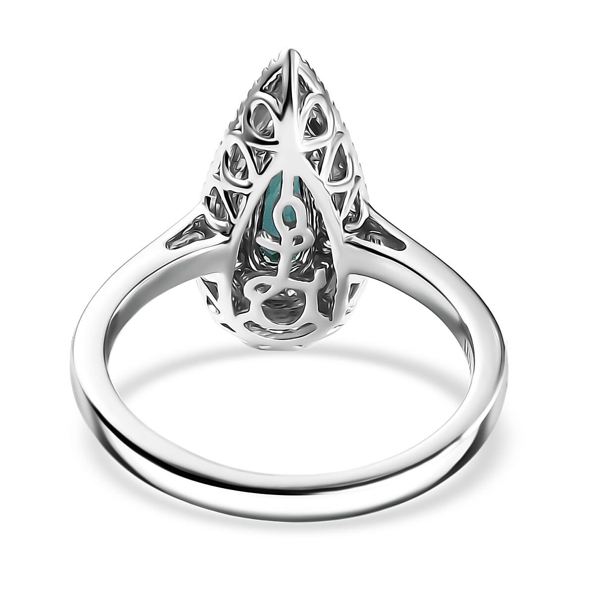 Certified & Appraised Luxoro AAA Monte Belo Indicolite and G-H I2 Diamond 1.24 ctw Ring in 10K White Gold (Size 8.0) image number 4