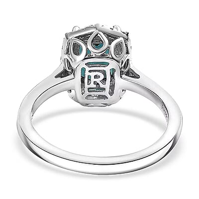 Certified & Appraised Rhapsody AAAA Monte Belo Indicolite and E-F VS Diamond 1.80 ctw Ring in 950 Platinum (Size 11.0) 5.80 Grams