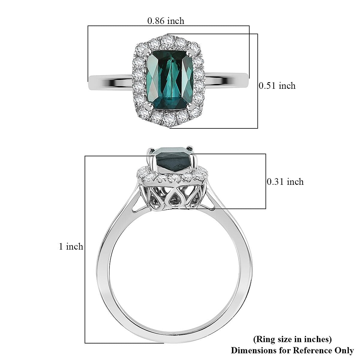 Certified & Appraised Rhapsody AAAA Monte Belo Indicolite and E-F VS Diamond 1.80 ctw Ring in 950 Platinum (Size 6.0) 5.80 Grams image number 5