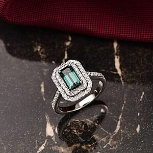 Certified & Appraised Rhapsody AAAA Monte Belo Indicolite and E-F VS Diamond 2.22 ctw Ring in 950 Platinum (Size 6.0) 6.45 Grams