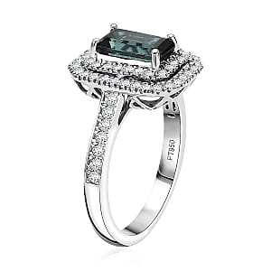Certified & Appraised Rhapsody AAAA Monte Belo Indicolite and E-F VS Diamond 2.22 ctw Ring in 950 Platinum (Size 6.0) 6.45 Grams