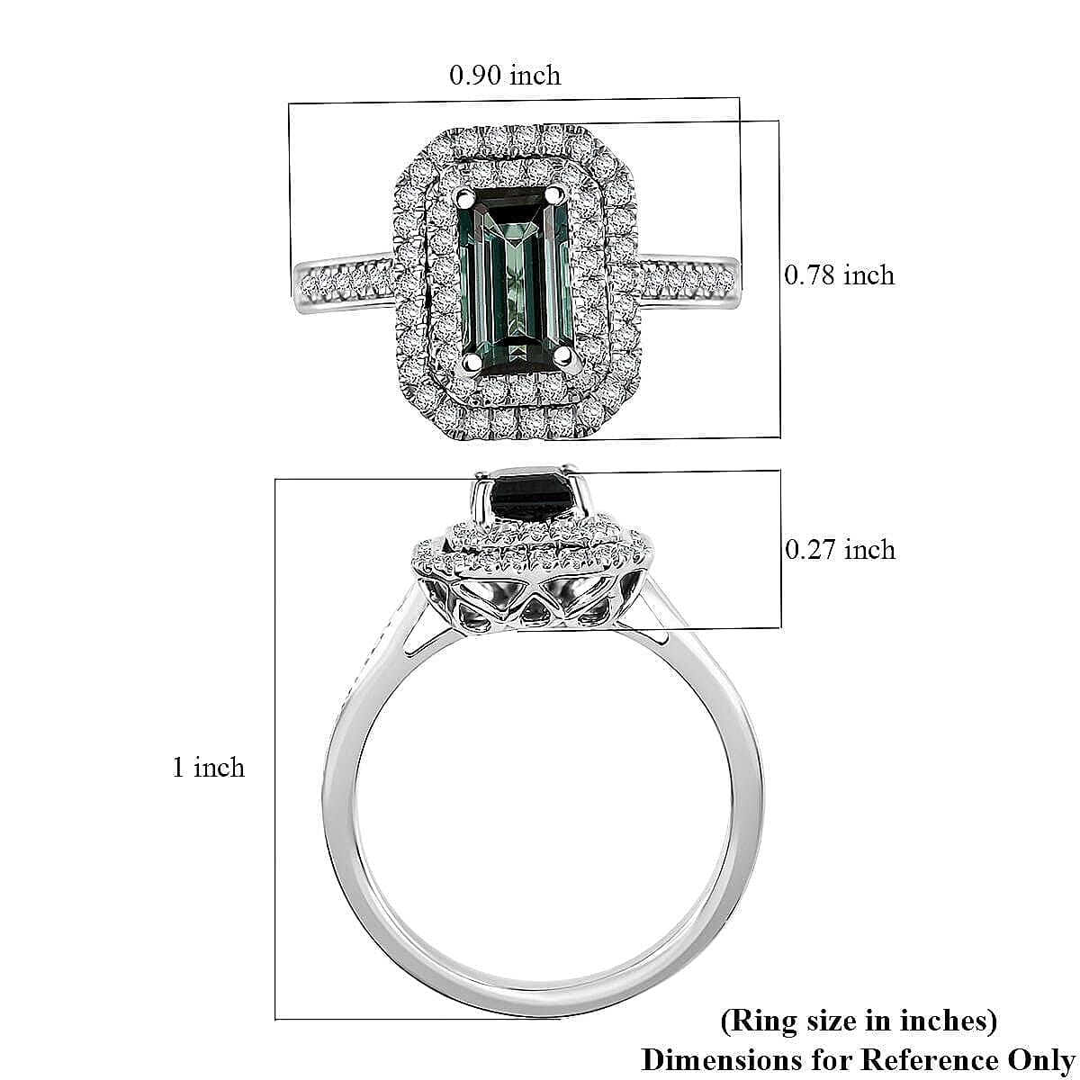 Certified & Appraised Rhapsody AAAA Monte Belo Indicolite and E-F VS Diamond 2.22 ctw Ring in 950 Platinum (Size 6.5) 6.45 Grams image number 5