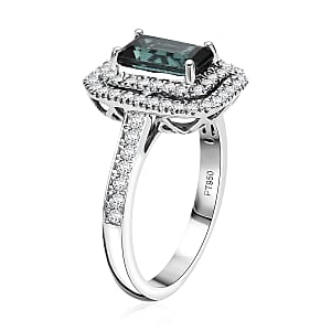 Certified & Appraised Rhapsody AAAA Monte Belo Indicolite and E-F VS Diamond 2.22 ctw Ring in 950 Platinum (Size 8.0) 6.45 Grams
