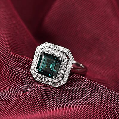 Certified & Appraised Rhapsody 950 Platinum AAAA Monte Belo Indicolite, Diamond (E-F, VS) (0.61 cts) Ring (Size 10.0) (7.22 g) 3.85 ctw