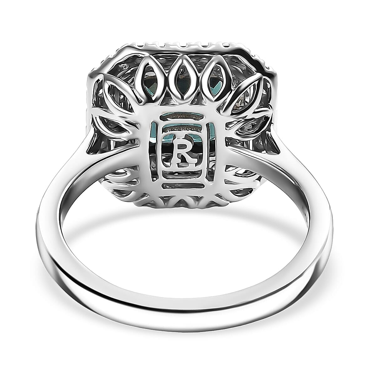 Certified & Appraised Rhapsody 950 Platinum AAAA Monte Belo Indicolite, Diamond (E-F, VS) (0.61 cts) Ring (Size 10.0) (7.22 g) 3.85 ctw image number 4