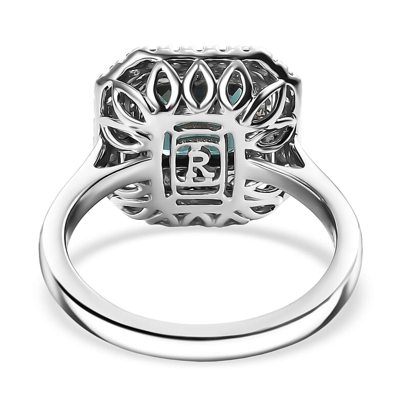 Certified & Appraised Rhapsody 950 Platinum AAAA Monte Belo Indicolite, Diamond (E-F, VS) (0.61 cts) Ring (Size 6.5) (7.22 g) 3.85 ctw