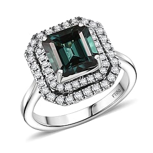 Certified & Appraised Rhapsody AAAA Monte Belo Indicolite and E-F VS Diamond 3.85 ctw Ring in 950 Platinum (Size 7.0) 7.22 Grams