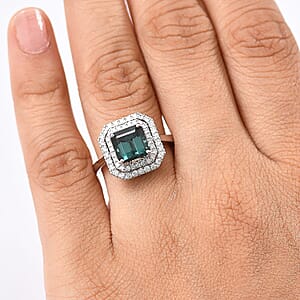 Rhapsody AAAA Monte Belo Indicolite and E-F VS Diamond 3.85 ctw Ring in 950 Platinum (Size 7.0) 7.22 Grams
