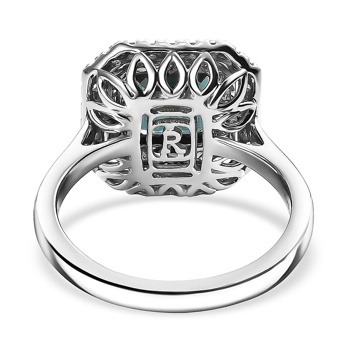 Certified & Appraised Rhapsody AAAA Monte Belo Indicolite and E-F VS Diamond 3.85 ctw Ring in 950 Platinum (Size 7.0) 7.22 Grams