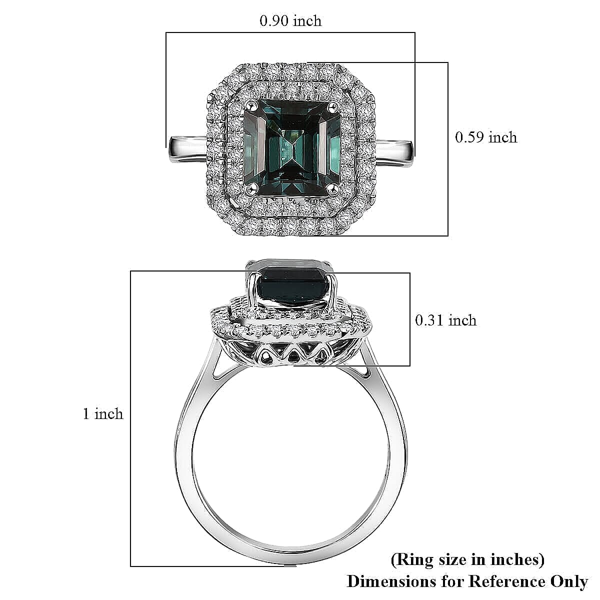 Certified & Appraised Rhapsody AAAA Monte Belo Indicolite and E-F VS Diamond 3.85 ctw Ring in 950 Platinum (Size 7.0) 7.22 Grams